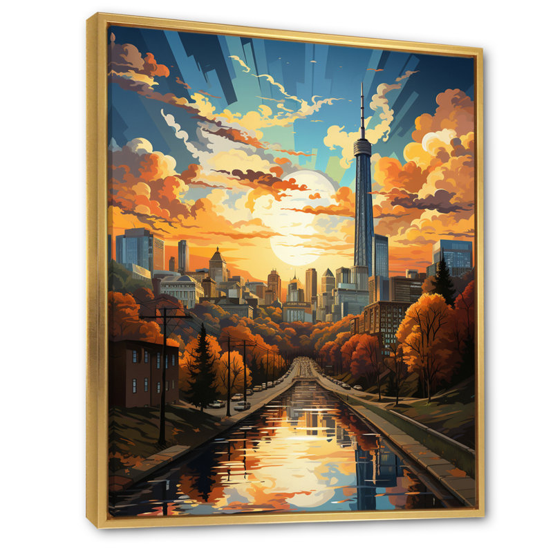 «Brockenhurst City Atlanta Popart IV», reproduction sur toile, H 20 po x l 12 po x P 1 po, Cadre flottant doré