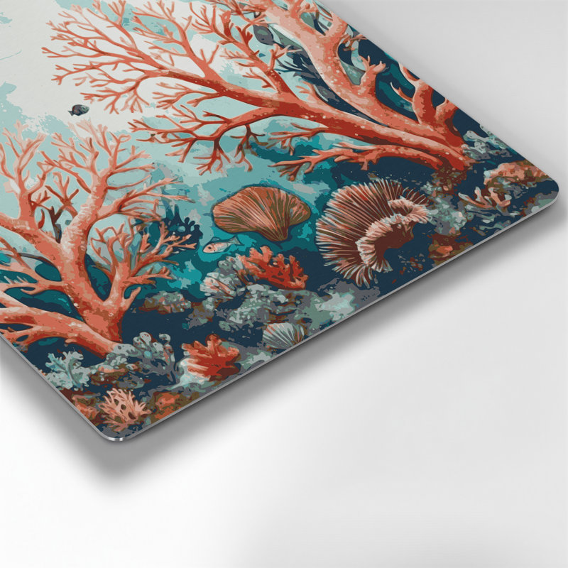 Art mural en métal vert Coastal Coral Garden Deluxe, H 96 po x l 96 po x P 0,05 po