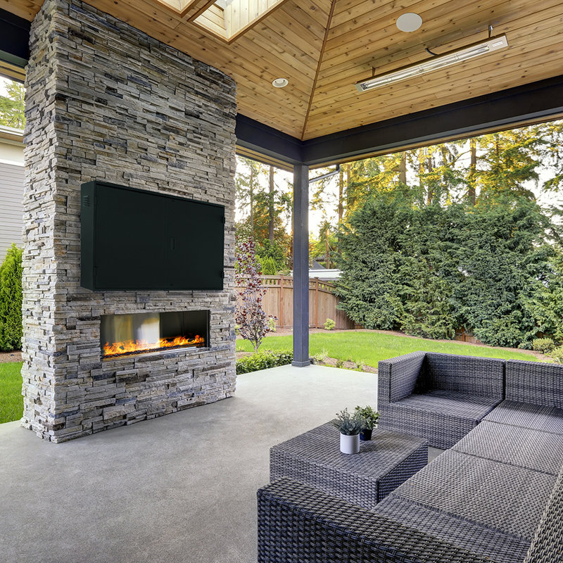 Black Metal Weatherproof Outdoor TV Enclosure for 55" TV