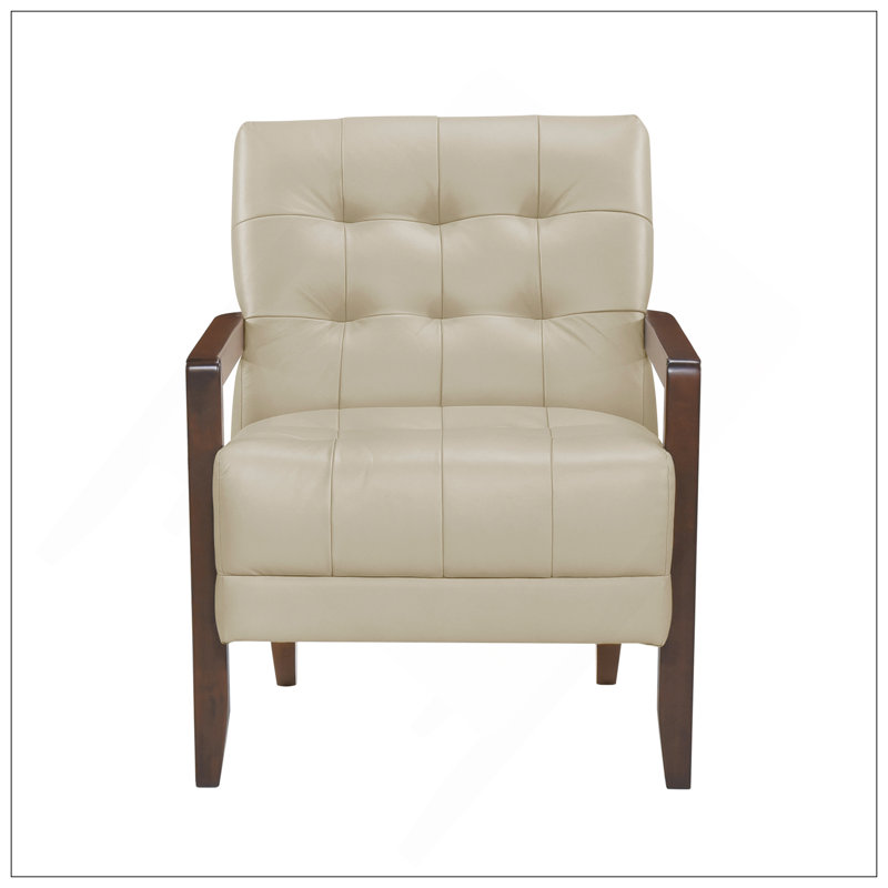 Chaise d'appoint capitonnée exquise avec finition noyer et revêtement de qualité supérieure, Beige