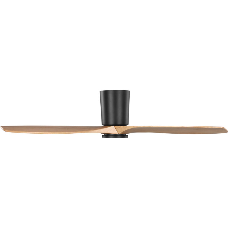 Seyra Smart Hugger LED Ceiling Fan, 52" Wide, Midnight Black, Natural Honey