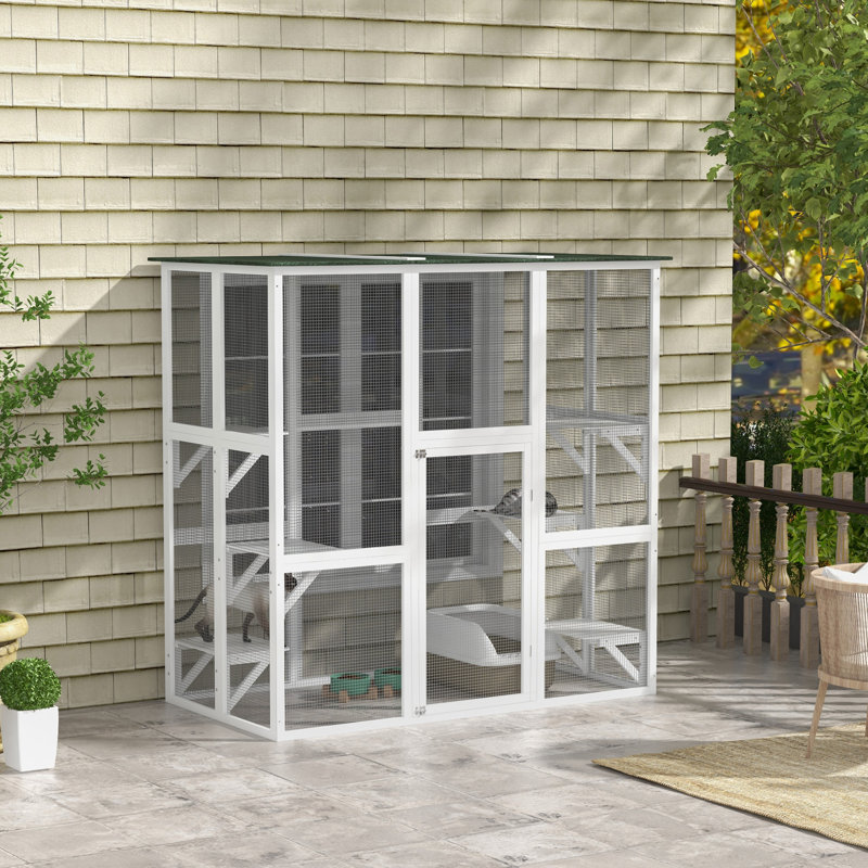Darrnell Outdoor Cat House,wood, White