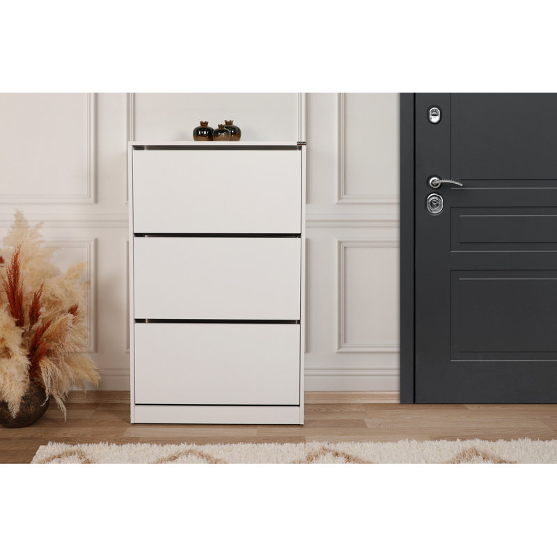 18 Pair Flip Down Shoe Storage, White