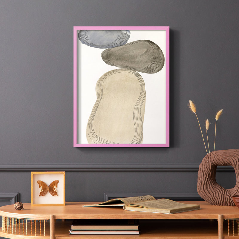 River Rocks Contour I, reproduction encadrée - bois massif, Rose, H 10 po x l 8 po
