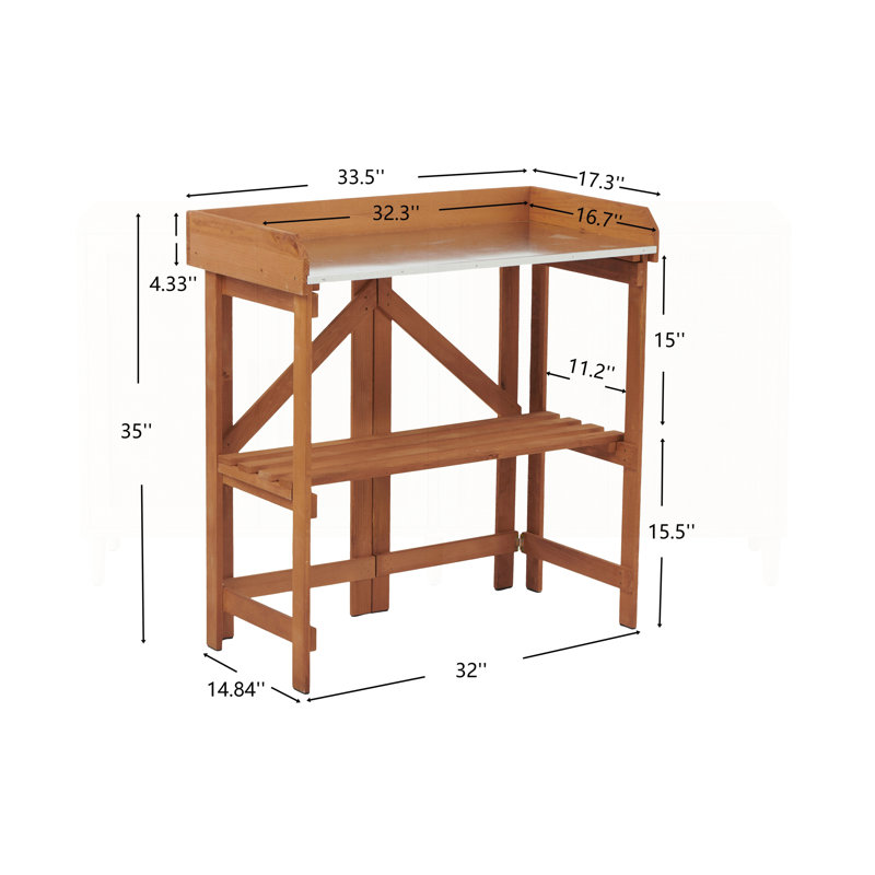 Folding Potting Bench with Shelves