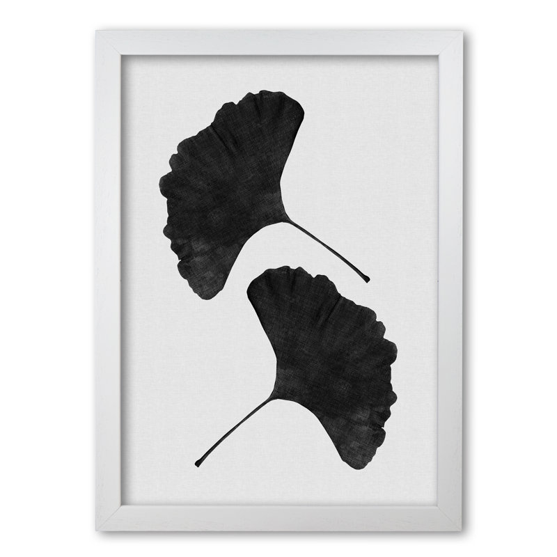 Ginkgo Leaf II - Print, White Grain Frame, 60 cm H x 42 cm W x 5 cm D