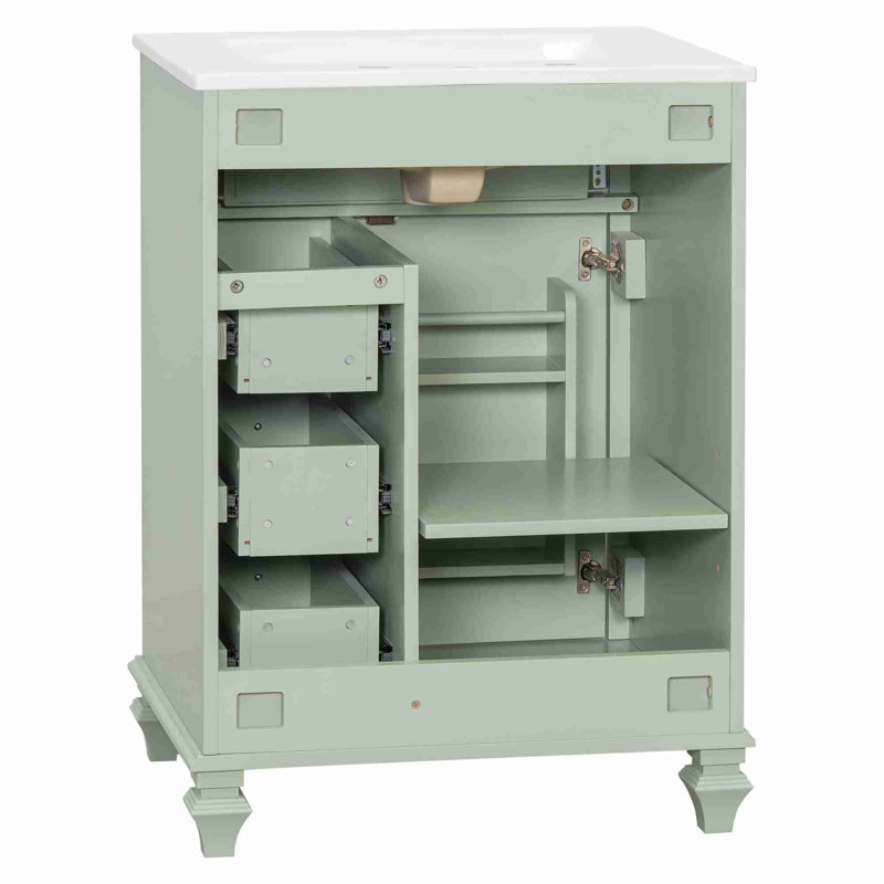 Bathroom Vanity with Sink, Green, Gold, 24"