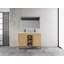 Ensemble de meuble-lavabo autoportant 48 po avec double lavabo en résine, porte à fermeture en douceur 2 et support de rangement à 3 ouvertures, emballage KD, contreplaqué