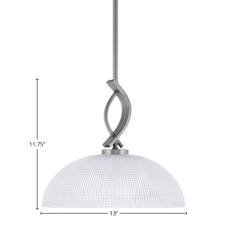 Mini-luminaire suspendu Unia suspendu en graphite avec verre côtelé transparent de 13 po