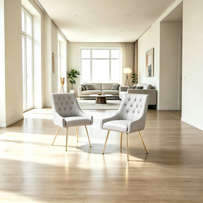 Modern Diamond Button Tufted Dining Chair, Faux Leather Upholstered Accent Chair for Dining Room, Office, Cafe and Meeting Space, 2-Piece Set