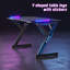 Y-Shaped Ergonomic Gaming Desk with RGB LED Strip Lights, Carbon Fiber Texture Desktop, Gaming PC Workstation, Game Table with Headphone Holder & Cup Holder, Black-1931222284