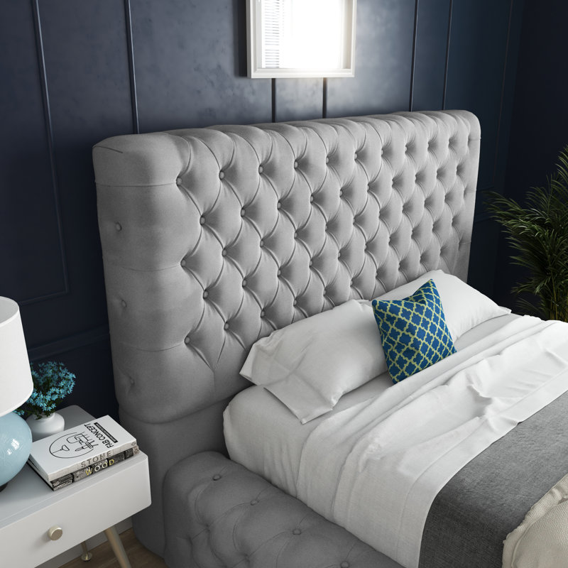 Upholstered Bed, Double (4'6), Grey