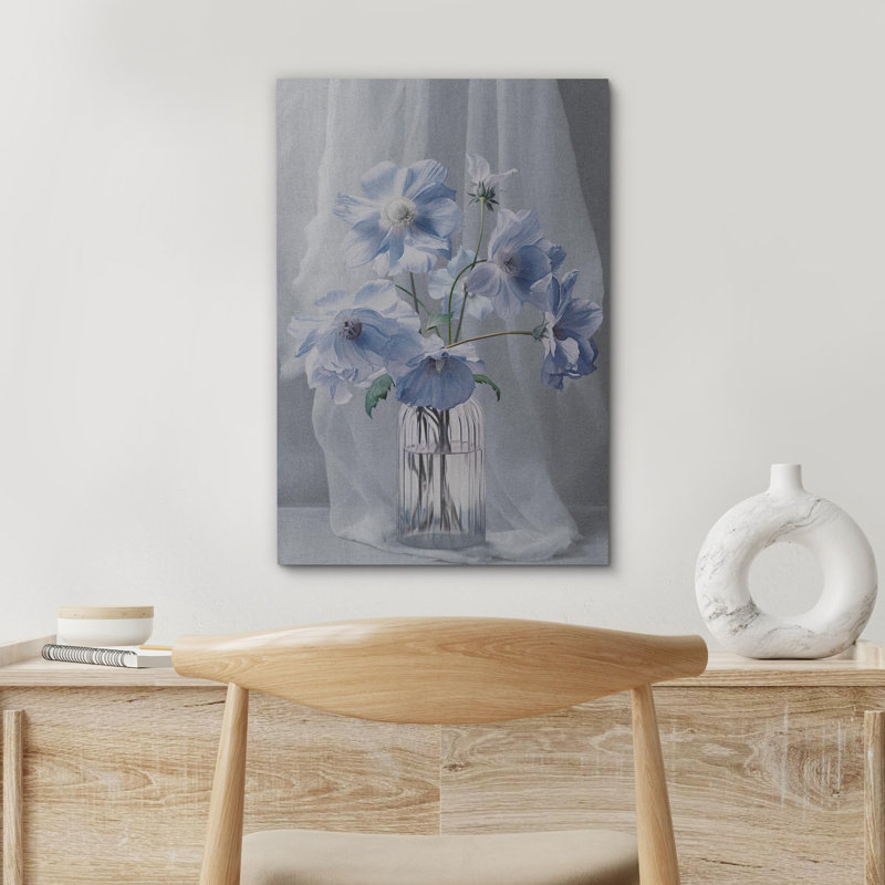 «Flower Blossom», illustrations de bouquets de fleurs bleues sur, Toile tendue, H 48 po x l 32 po
