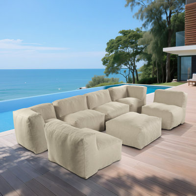 Canapé modulaire d'extérieur 7 pièces pour patio, jardin et piscine
