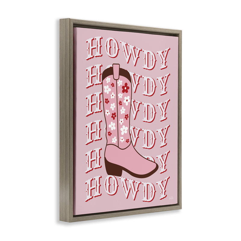 Art mural sur toile flottant Howdy, Cadre flottant orme Montalcino, H 21 po x l 17 po