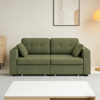 Canapé modulaire moderne à 3 places, canapé en chenille avec port USB et porte-gobelet, facile à installer