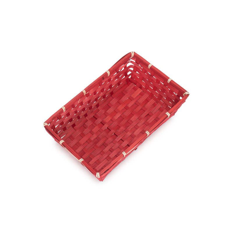 Lily Manor Wicker Bamboo Packing Tray Basket, 9cm H x 31cm W x 19cm D, Red