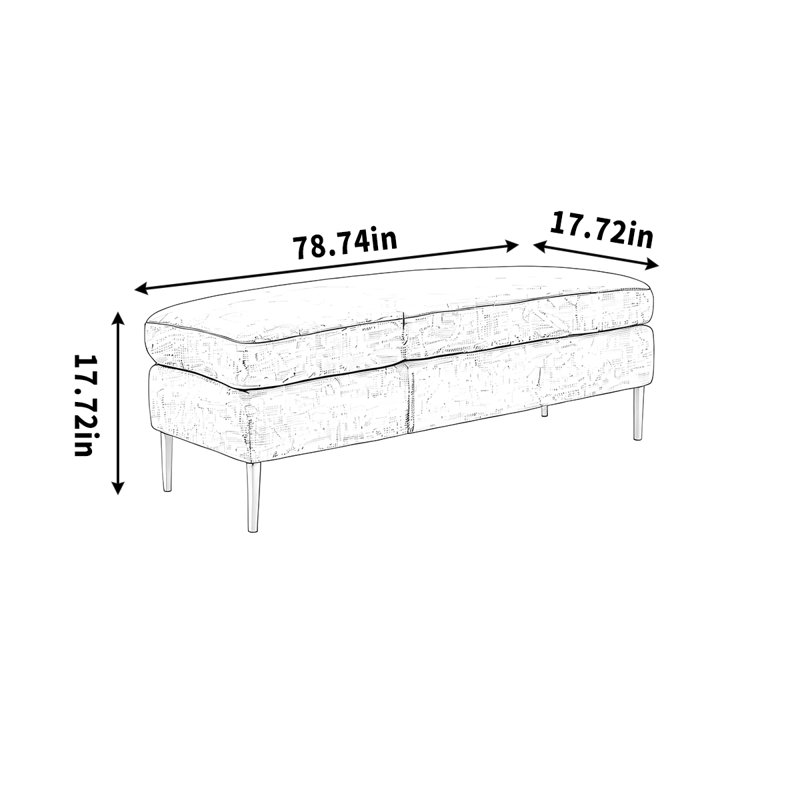 Banc en bois massif changeant de chaussures en peau de mouton simple, H 17,72 po x l 78,74 po x P 17,72 po