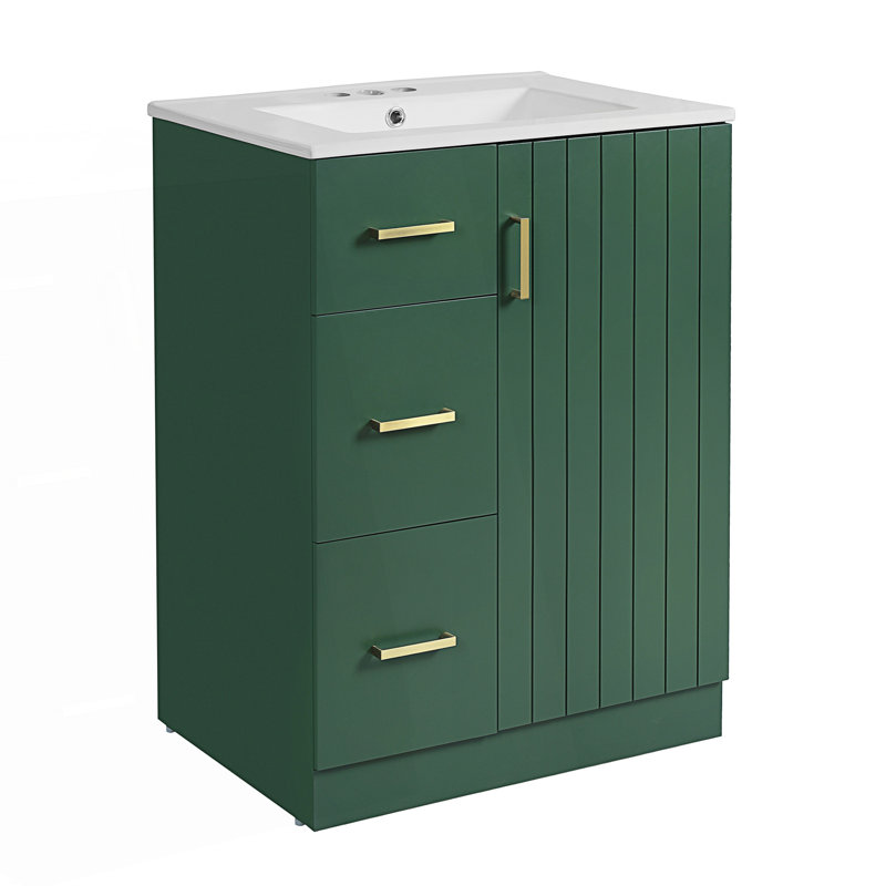 Meuble-lavabo moderne avec lavabo, petite armoire avec 2 tiroirs et porte à fermeture douce