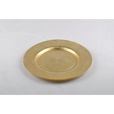 Glass Gold Leaf Dinner Plate 11"Dia