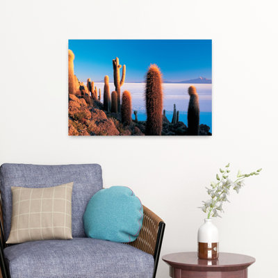 Cactus sur une colline Salar de Uyuni Potosi, Bolivie, abstrait, cactus contemporain, paysage, art naturel