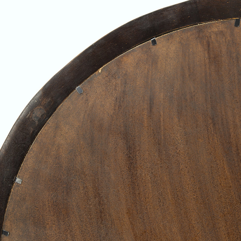 Braynt Solid Wood Round Wall Mirror, 19.8" x 19.8", Dark Brown