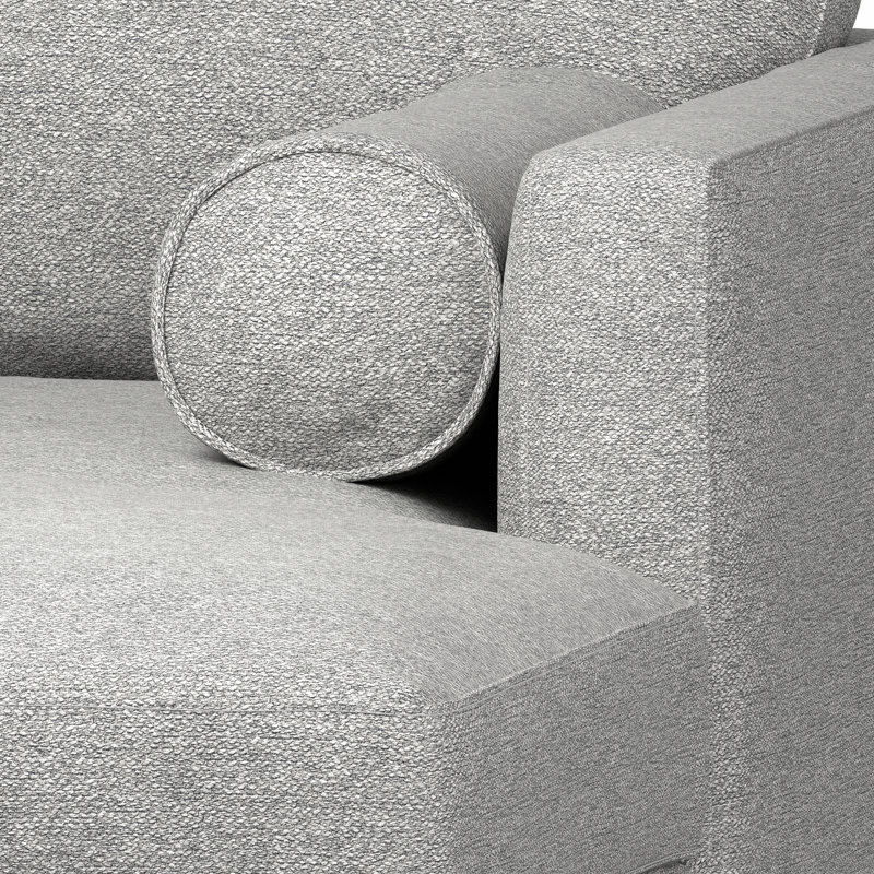 Mist Grey Woven-Blend Fabric Right Sectional Sofa with Chaise