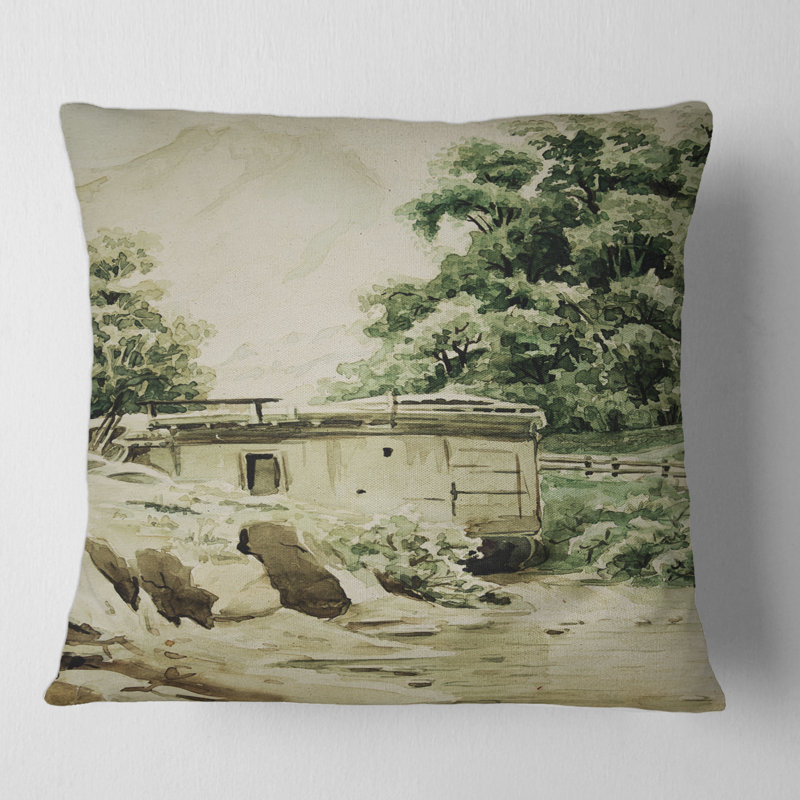 Housse et insert de coussin carré Cabin in the Mountains, 16" x 16"