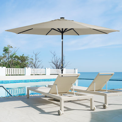 Heyko 156" W Patio Umbrella with Solar Lights