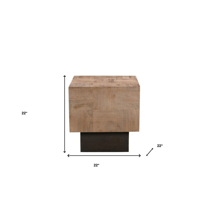 Lefancy 22" Brown Solid Wood Square End Table