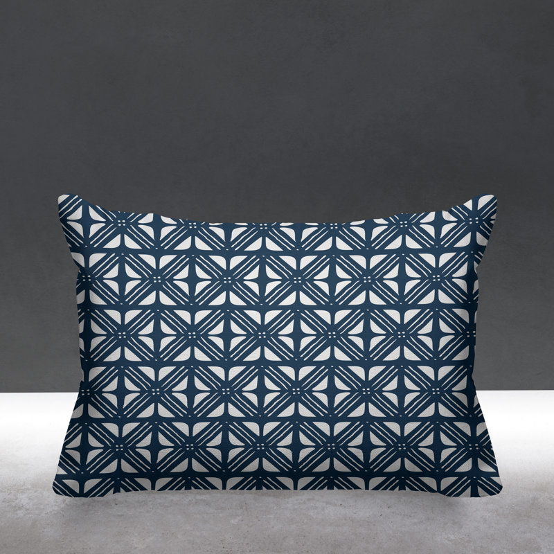 Housse de coussin d'extérieur carré et insert, Bleu marine, 14 po x 20 po, Rectangle