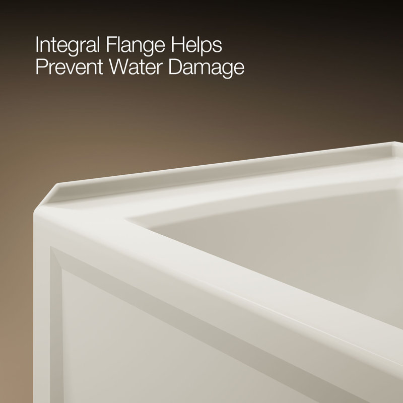 Archer® Alcove Bath with Bask Heated Surface, Integral Apron, Tile Flange, Biscuit, Right