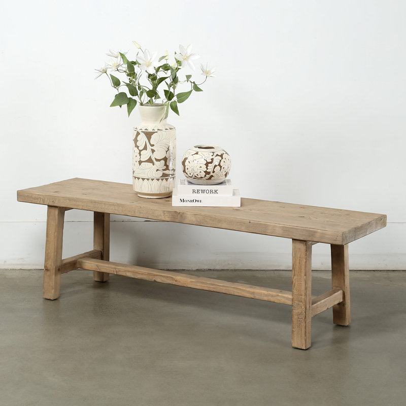 60" Long 16" Deep Solid Pinewood Bench Weathered Natural