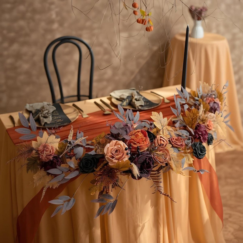 Guirlande de fleurs artificielles 5,9 pi pour mariage, arche de mariage rustique et décoration de table