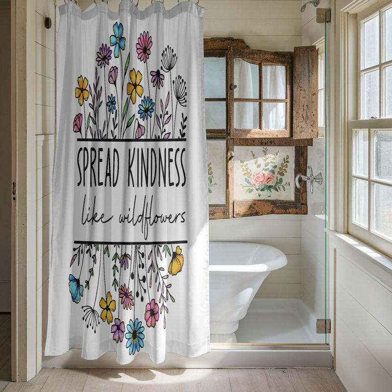 Shining Kind Heart - 1 Piece Standard Shower Curtain, 74"H x 71"W