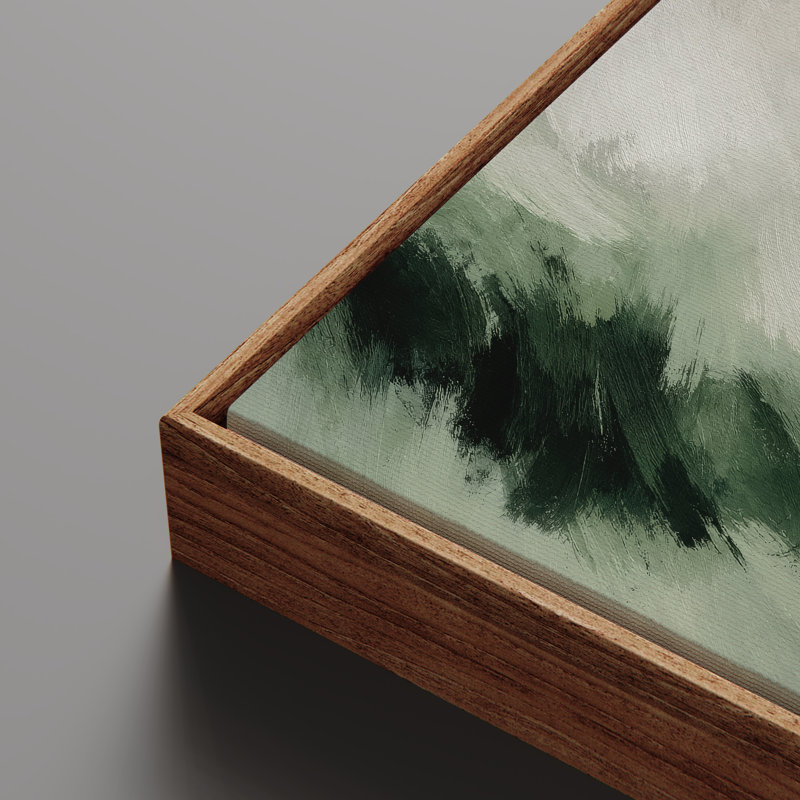 «Abstract Green Landscape with Dynamic Inspired», art mural encadré, Naturel, H 24 po x l 36 po