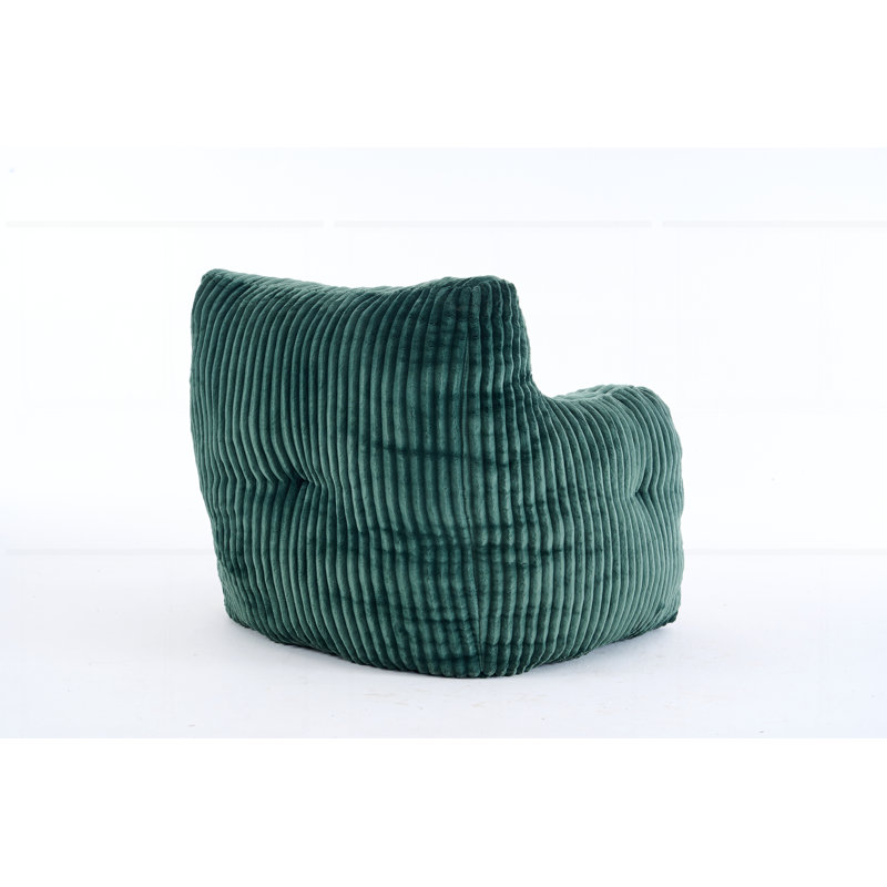 Soft Fluffy Corduroy Fabric Bean Bag Chair Filled With Memory Sponge, Green Corduroy