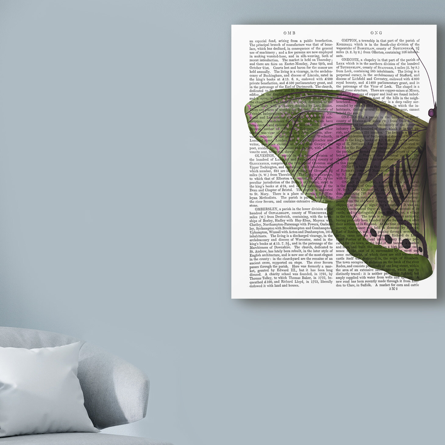Butterfly in Green and Pink A' Graphic Art Print On Wrapped Canvas August Grove Size: 24 H x 18 W x 2 D