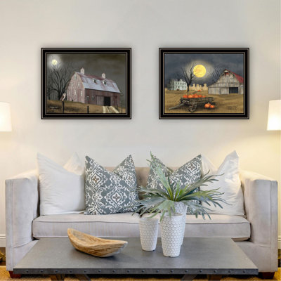 Reproduction d'art mural encadré de 2 pièces d'automne au clair de lune de 2 pièces pour le salon, impression murale pour chambre à coucher