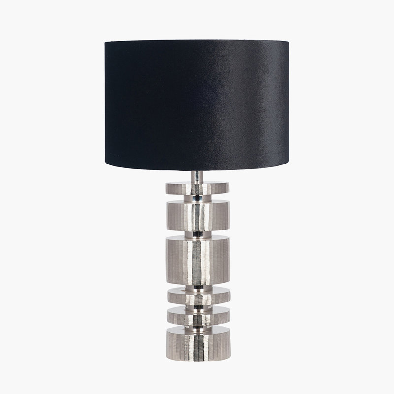 Metal Table Lamp, 25.19" H x 13.78" W x 13.78" D, Black, Silver