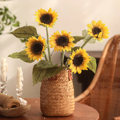 One-Head Artificial Sunflower Stem 19.7" Tall