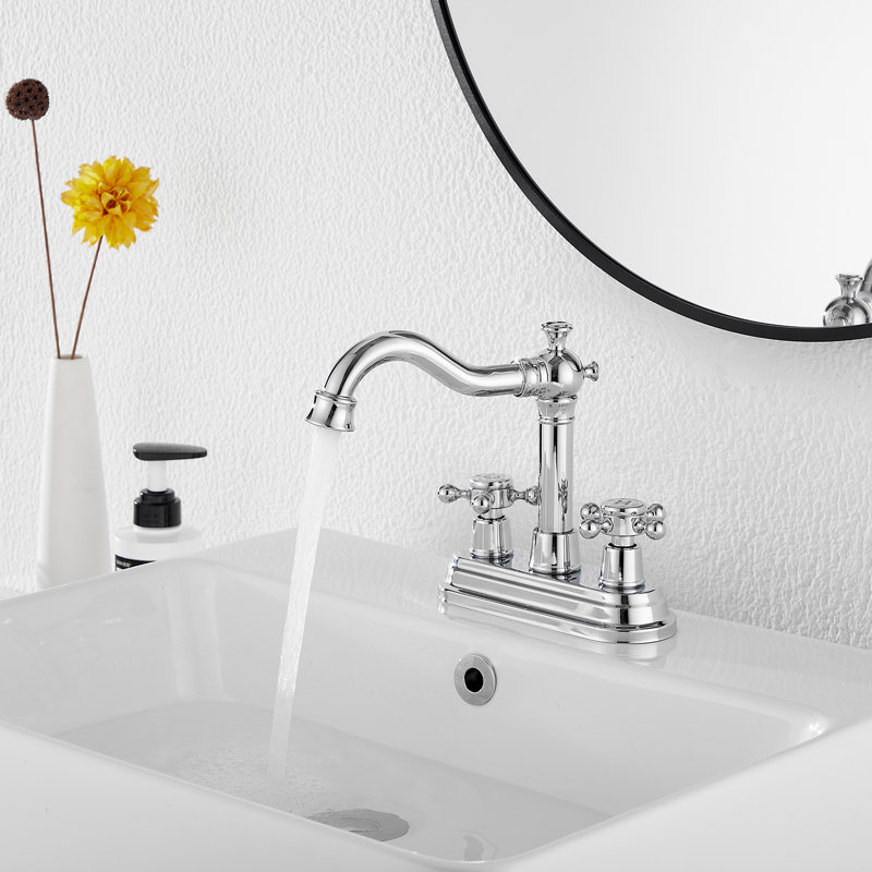 Centerset 2-handle Bathroom Faucet with Drain Assembly, Polished Chrome