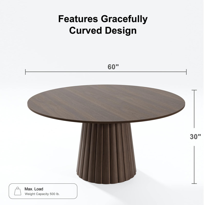 Table de salle à manger en bois massif, Walnut, H 30 po x L 60 po x l 60 po