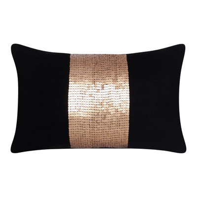 Sequined Striped Polyester Throw Pillow Cover