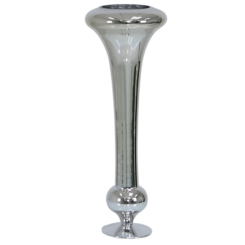 Jerrell Handmade Glass Floor Vase, 61cm H x 21.60cm W x 21.60cm D, Silver