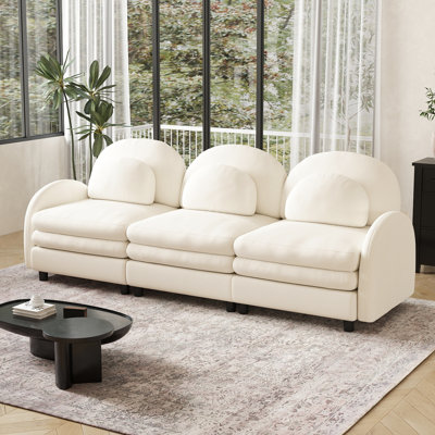 Canapé modulaire rembourré 3 places avec coussin double, dossier incurvé et accoudoirs