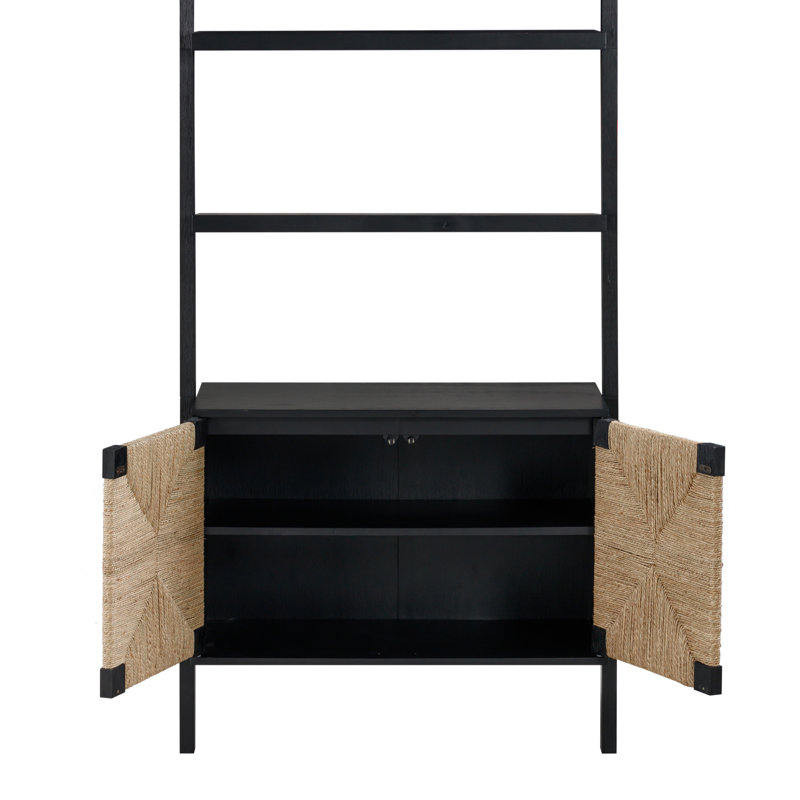 72'' H x 32'' W Seagrass Bookcase, Brushed Black