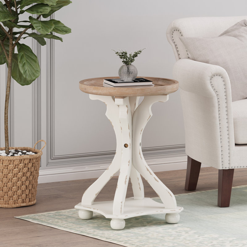Tray Top End Table, Distressed White