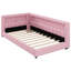 Lit plateforme simple tapissier XL avec ports USB et bande lumineuse à DEL, chambre à coucher moderne, rose-771388719-771388704