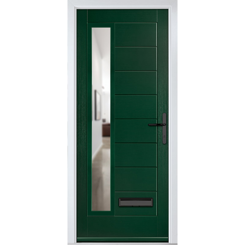 Crystal GRP Front door Monza Right Slate Grey 920mm x 2090mm Open in Right hand Clear Glass, Left, Green, 92mm x 209mm